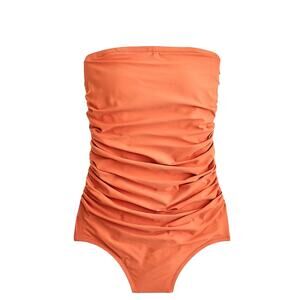 J.CREW Factory Women Swimwear Strapless One-Piece Size 2X Plus NWT Orange Ruched